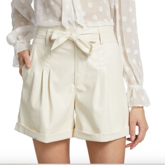 Paige’s Blanka Ecru pleather shorts size 10 NWT flawed - Picture 1 of 15
